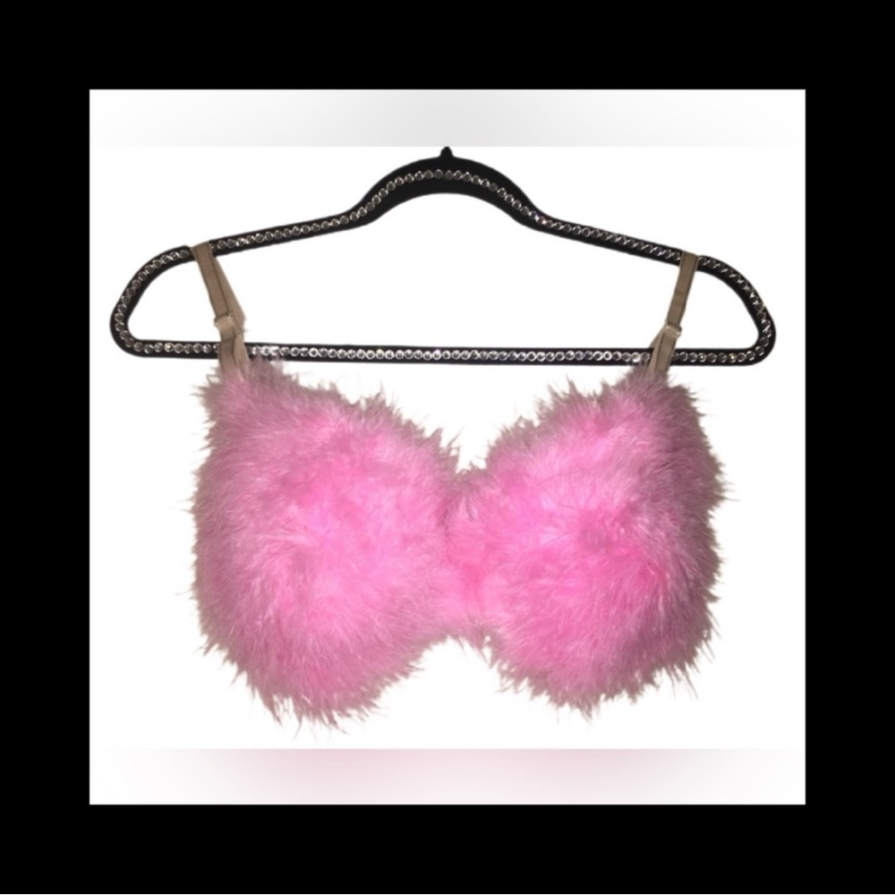 Baby Pink Feather Fluffy Bra Rave EDC Costume New All Sizes